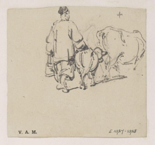 George Chinnery, A Chinese man with a cow and calf