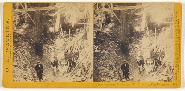 Carleton Watkins, Nitro-Glycerine Explosion, W., F. & Co., San Francisco (#789)