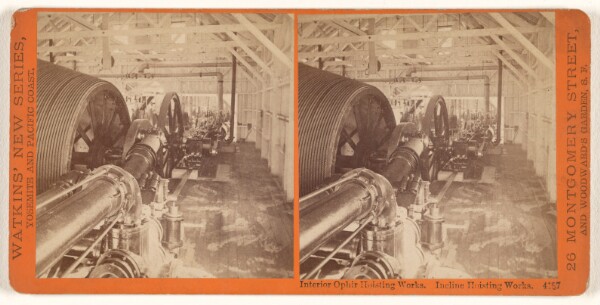 Carleton Watkins, Interior Ophir Hoisting Works. Incline Hoisting Works.