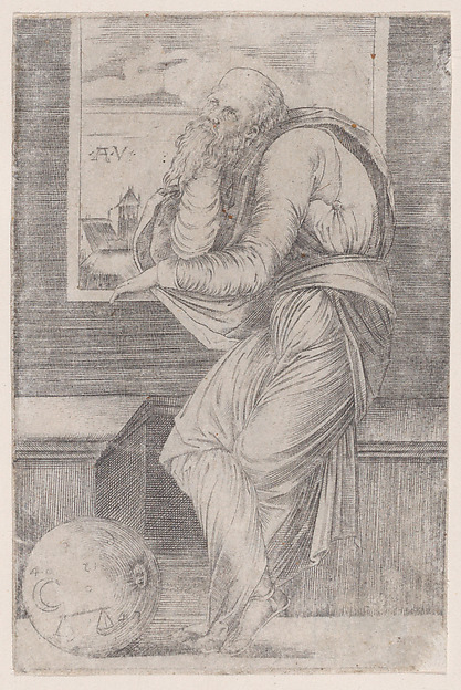 Agostino Veneziano (Agostino dei Musi), Philoshopher Seated near a Window