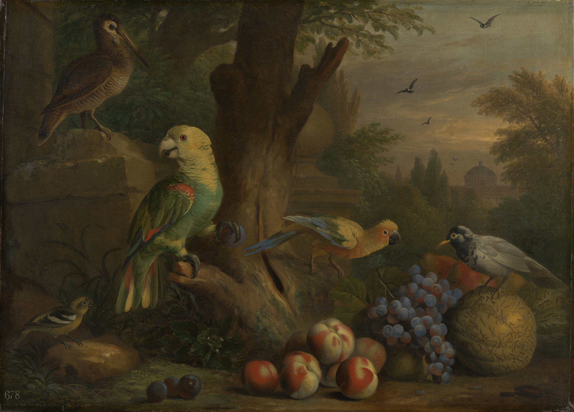 Jakob Bogdani, Birds and Fruit in a Landscape
