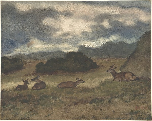 Antoine-Louis Barye, Deer in Landscape