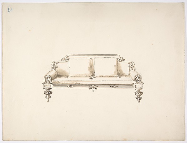 Anonymous, British, 19th century, Design for a Sofa with Two Loose Cushions
