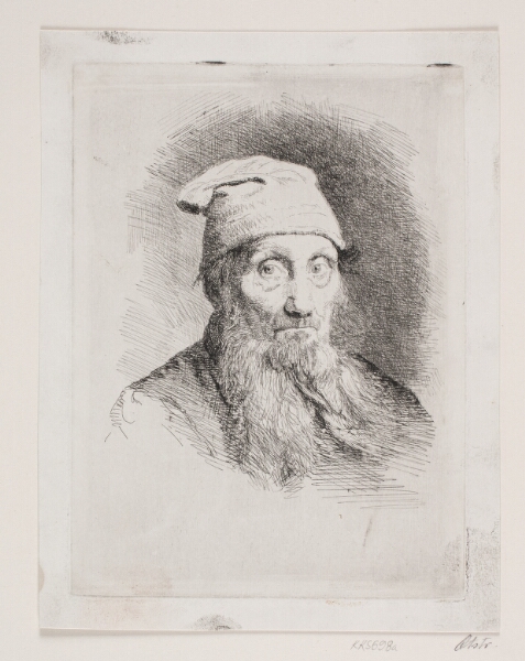 Carl Bloch, En gammel mand med hue. Brystbillede