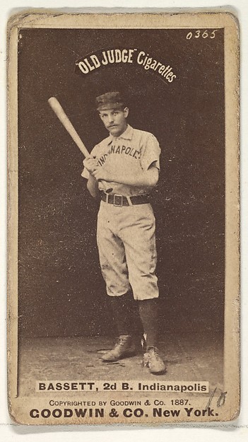 Goodwin & Company, Bassett, 2nd Base, Indianapolis, from the Old Judge series (N172) for Old Judge Cigarettes