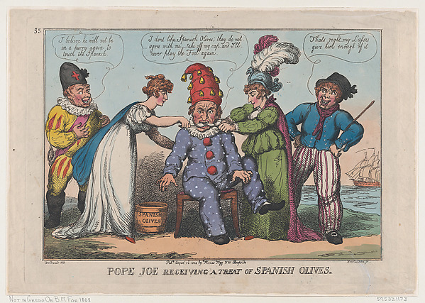 Thomas Rowlandson, Pope Joe Receiving a Treat of Spanish Olives