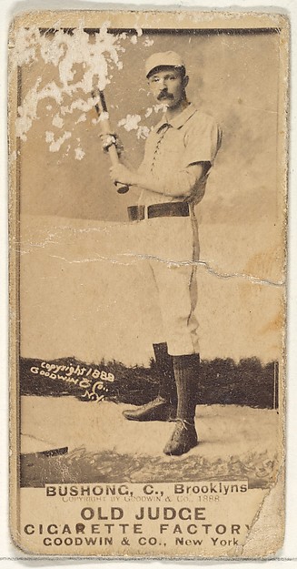 Goodwin & Company, Bushong, Catcher, Brooklyn, from the Old Judge series (N172) for Old Judge Cigarettes