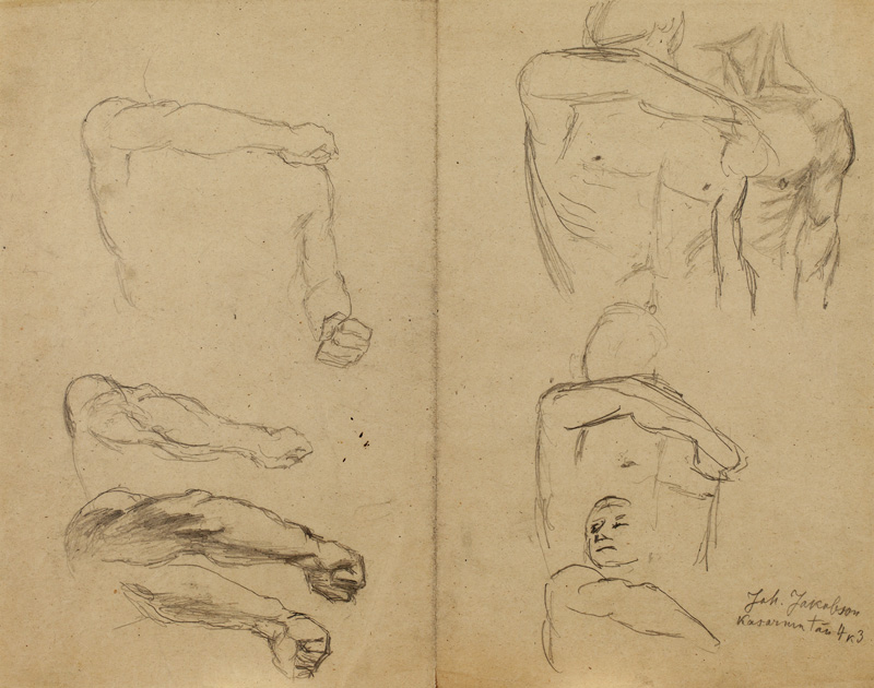 Kristjan (autor) Raud, Poles/Hands. Sketches of drawing “Kalevison at the Gate of Hell”