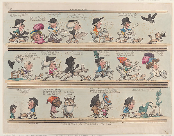 Thomas Rowlandson, A Pygmy Cat Hunt, Borders for Rooms & Halls, Plate 9
