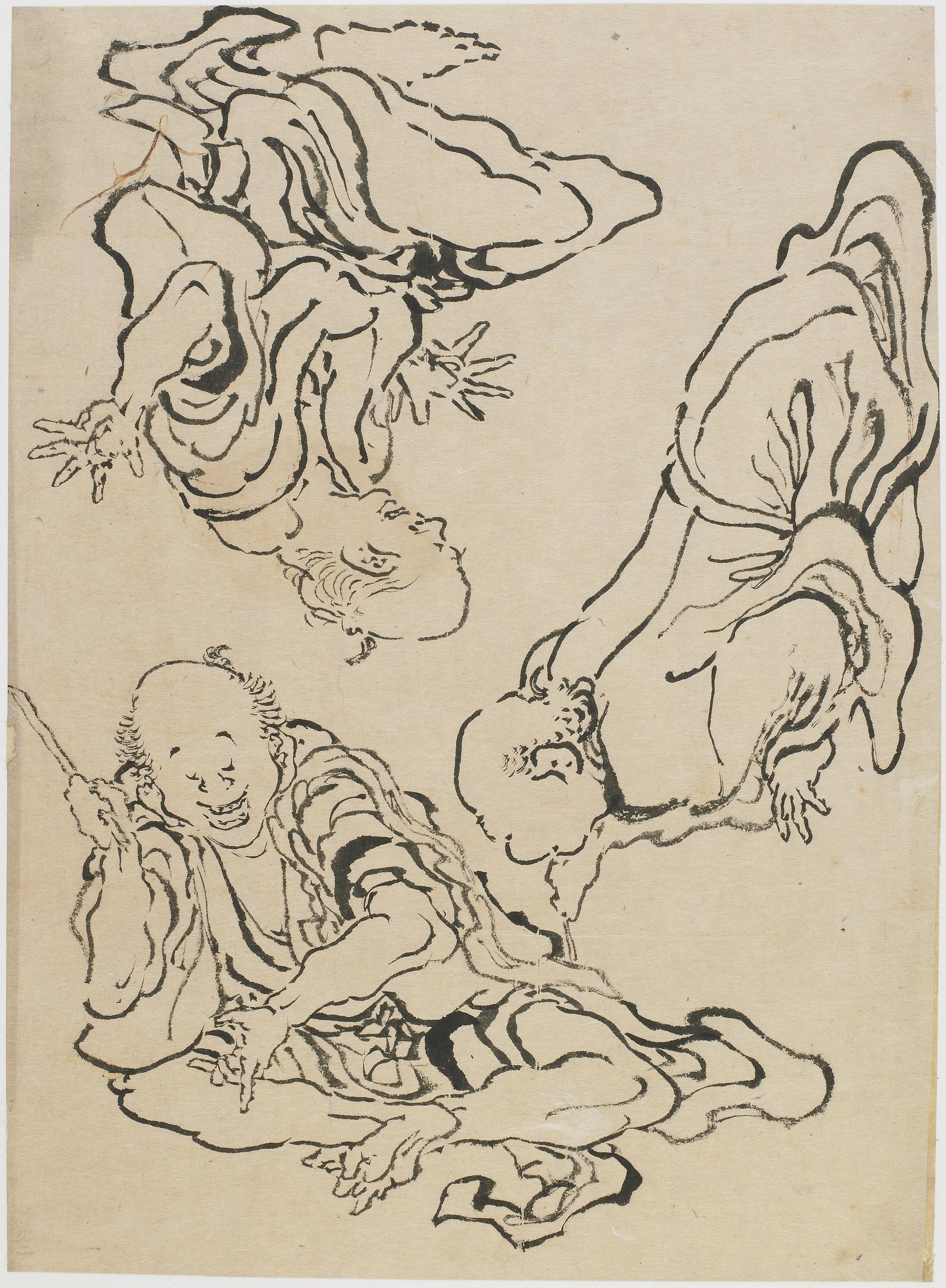 Katsushika Hokusai, Three men gesticulating