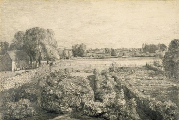Constable, John (RA), View at East Bergholt over the kitchen garden of Golding Constable's house