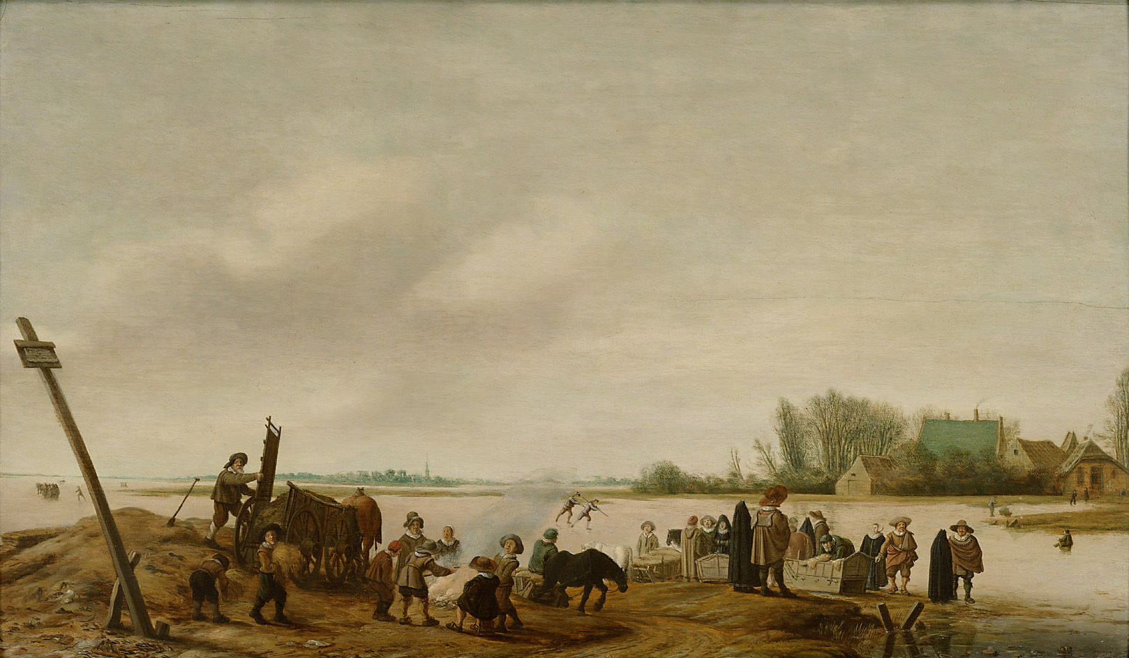 Salomon van Ruysdael, Winterlandschaft am Wasser
