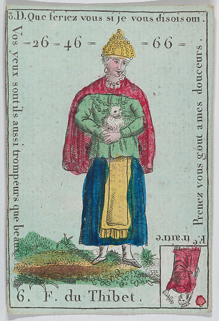 Anonymous, French, 18th century, F. du Thibet from playing cards "Jeu d'Or"