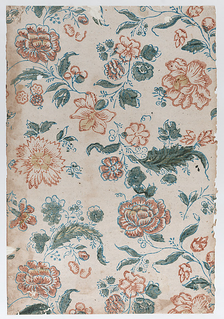 Anonymous, Decorative paper with an overall floral pattern