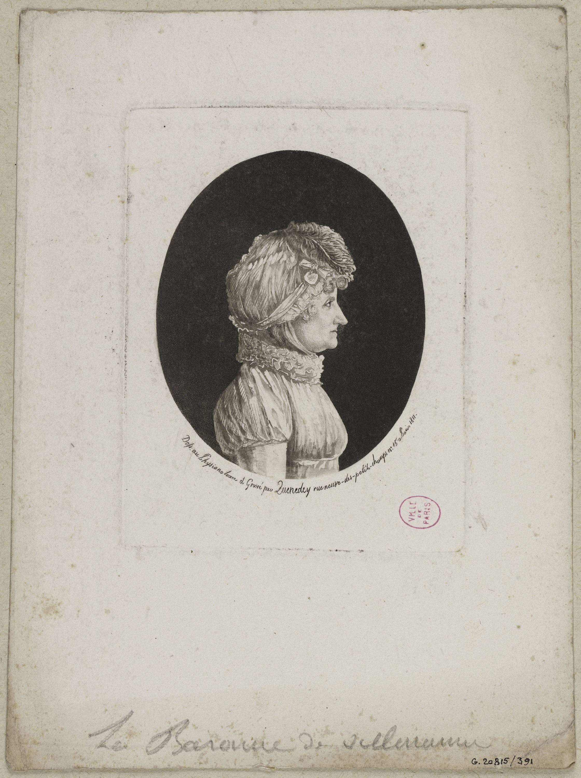 Edmé Quenedey, Portrait de Madame la Baronne de Villename