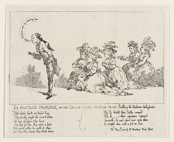 Thomas Rowlandson, La politesse Françoise, or The English Ladies Petition to His Excellency the Mushroom Ambassador