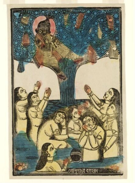 unknown, Krishna stealing the milkmaids clothes - a scene from the life of Krishna