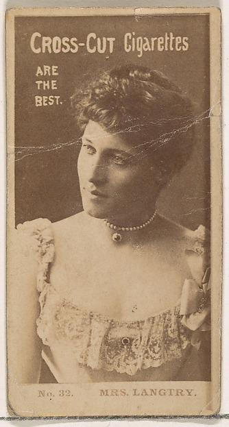 W. Duke, Sons & Co., Card Number 32, Mrs. Langtry, from the Actors and Actresses series (N145-2) issued by Duke Sons & Co. to promote Cross Cut Cigarettes