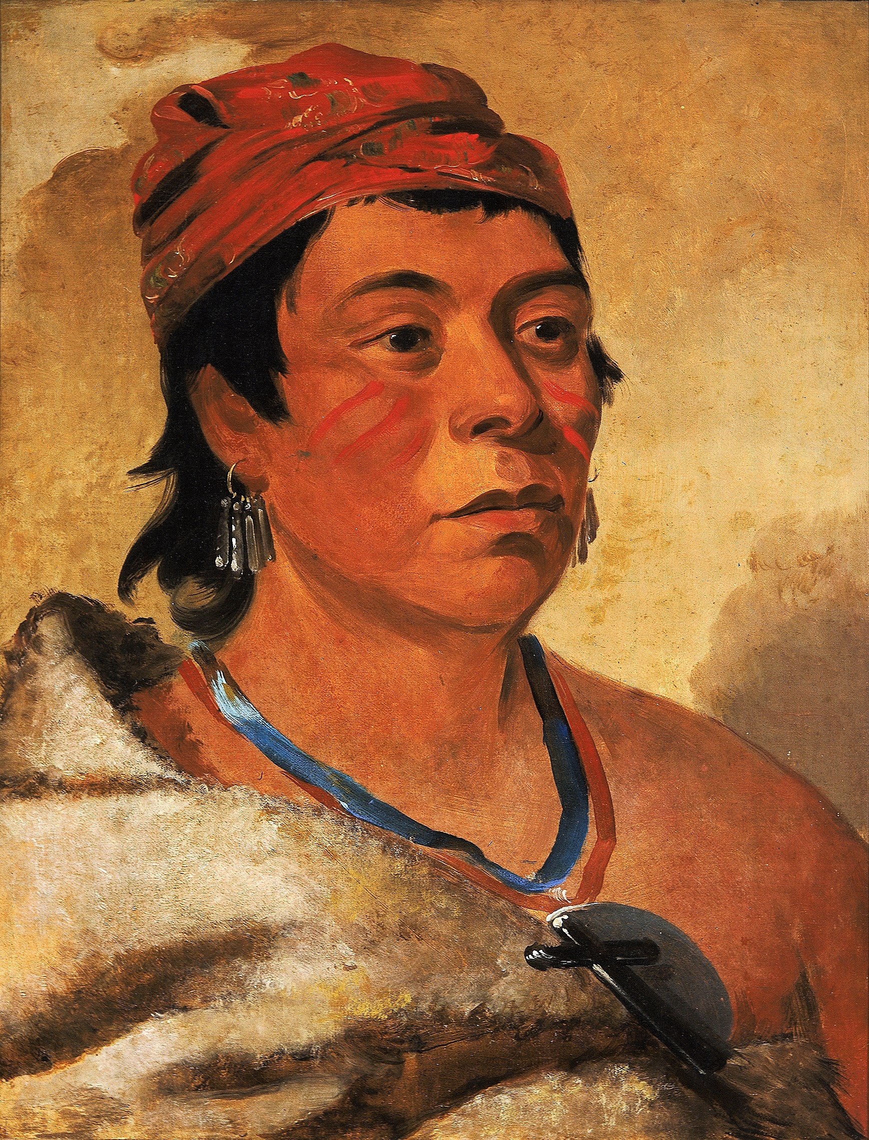 George Catlin, Round Island, a Warrior