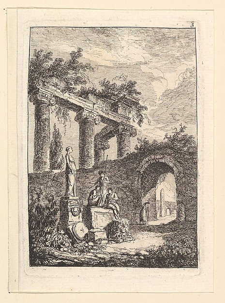 Hubert Robert, La Statue en Avant les Ruines