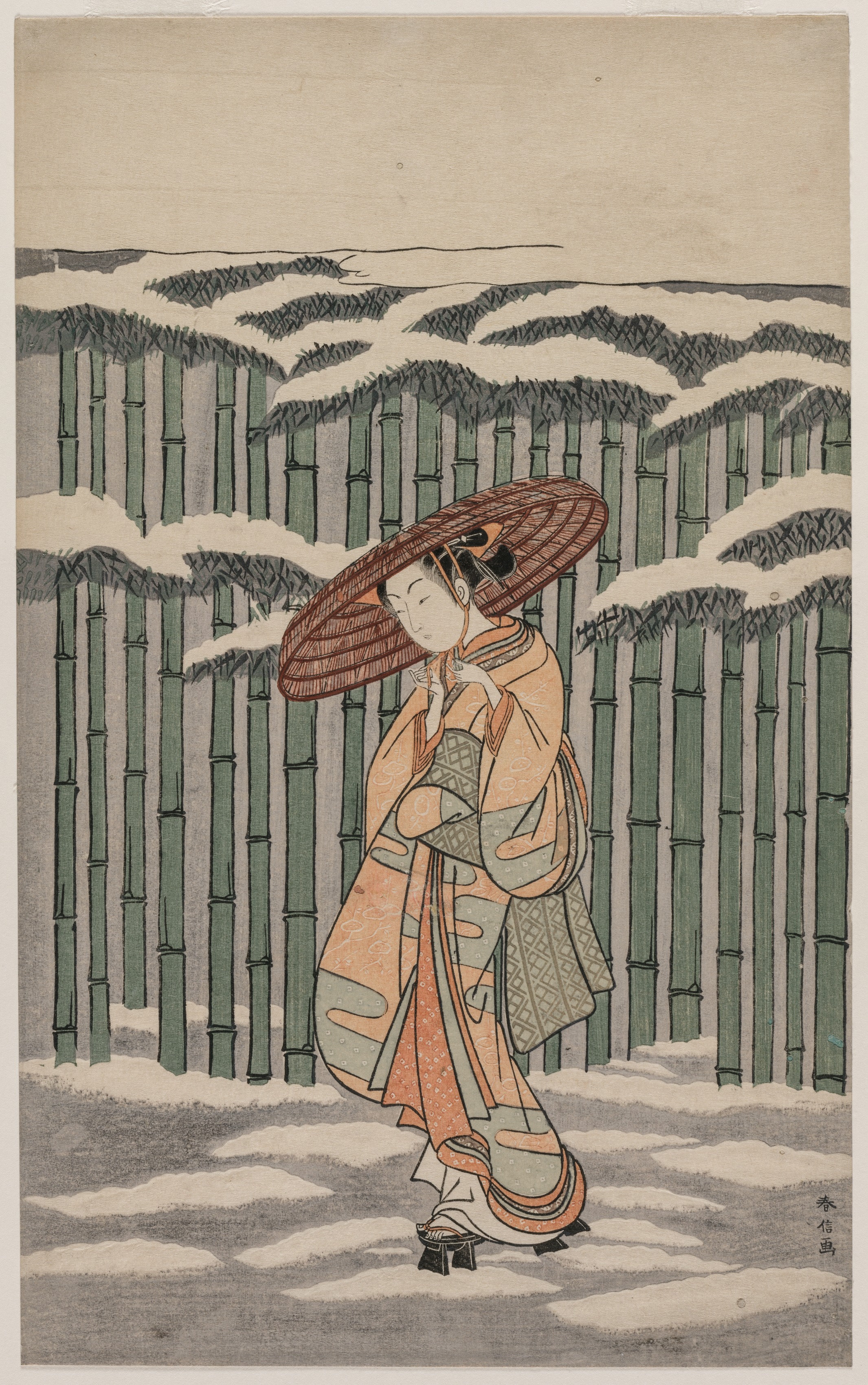 Suzuki Harunobu, Passing the Bamboo Grove