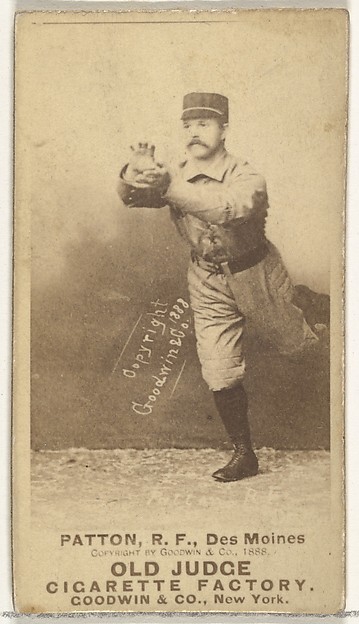 Goodwin & Company, Patton, Right Field, Des Moines Prohibitionists, from the Old Judge series (N172) for Old Judge Cigarettes