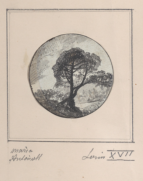 Anonymous, Landscape with hidden silhouettes of Marie Antoinette and the Dauphin