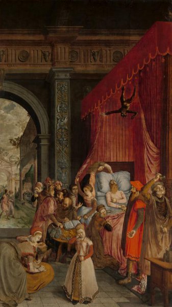 anonymous, Deathbed of the Rich Man, with a Devil Descending to Retrieve the Deceased's Soul