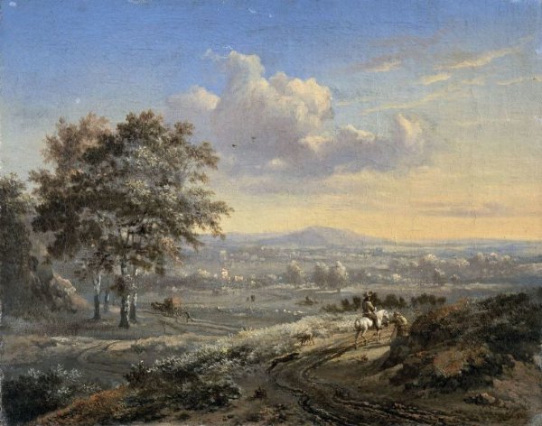 Jan Wijnants, Hilly Landscape with a Rider on a Country Road