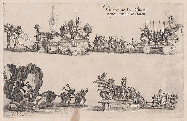 Jacques Callot, Entrée du duc Charles IV (Entrance of Duke Charles IV), from Le Combat a la Barrière in the Palace at Nancy by Henri Humbert, printed by Sebastien Phillipe