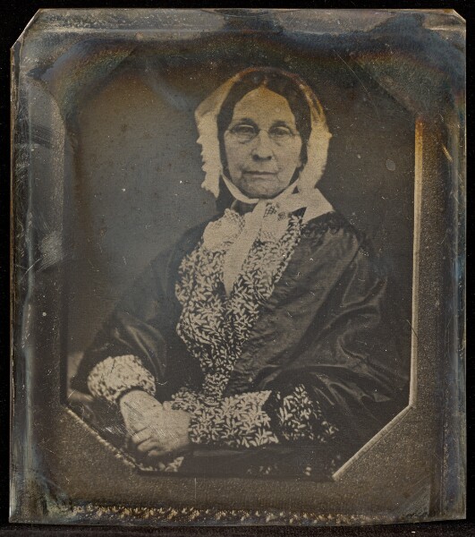 Jacob Byerly, [Portrait of a Seated Elderly Woman in Matron Cap Wearing Glasses]