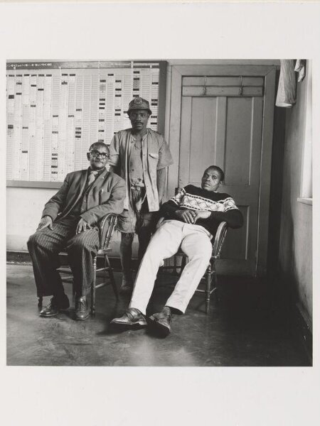 David Goldblatt, Time office clerks with a miner, City Deep Goldmine, Johannesburg