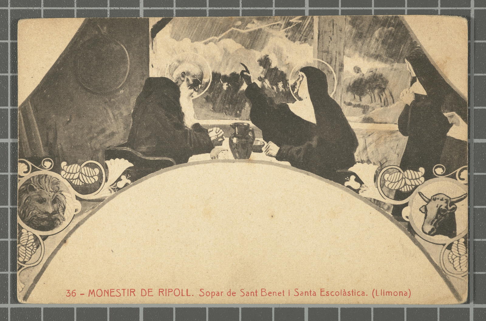 Desconegut, 36 - Monastery of Ripoll. Dinner of San Benet and Santa Escolástica (Lemon)