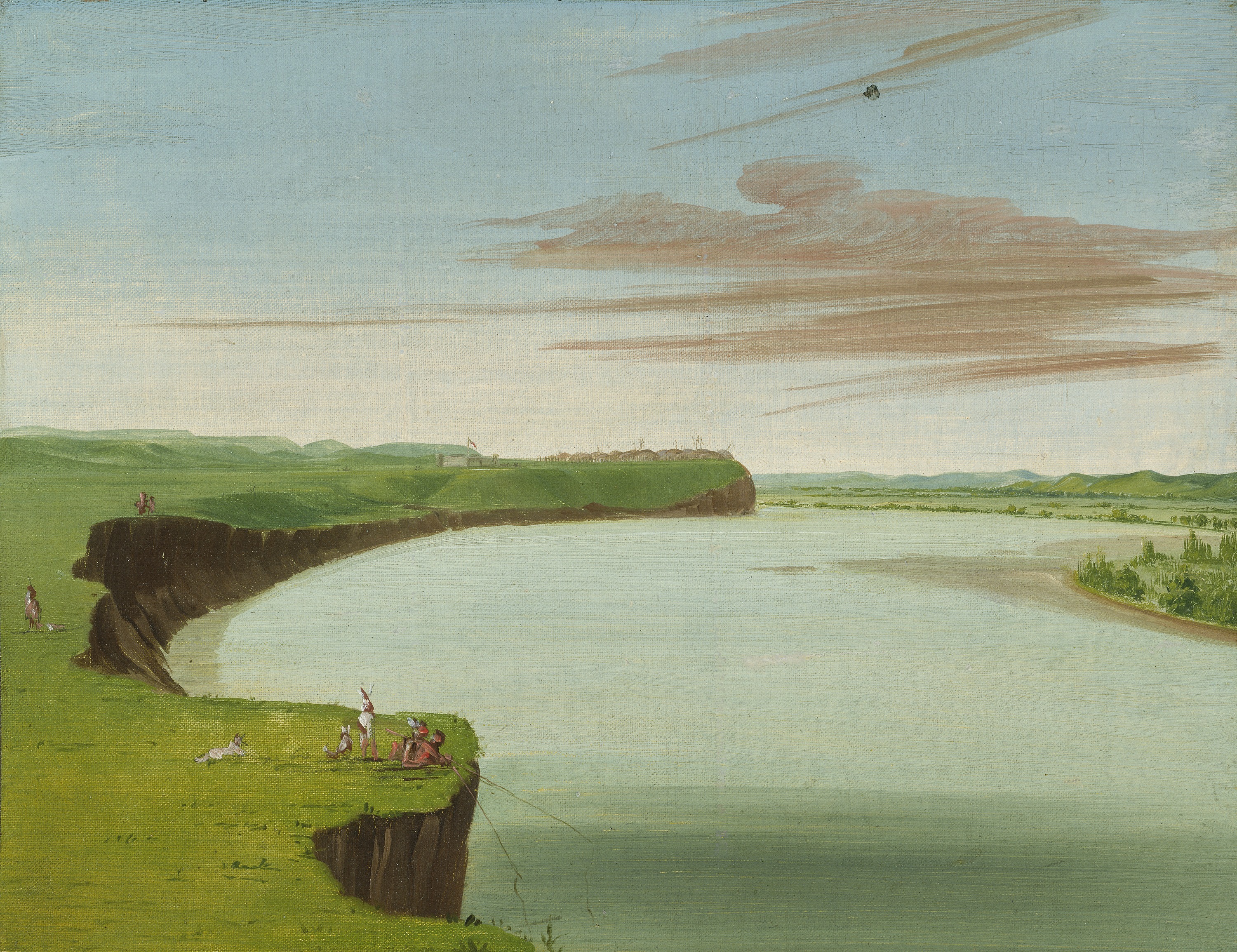 George Catlin, Distant View of the Mandan Village