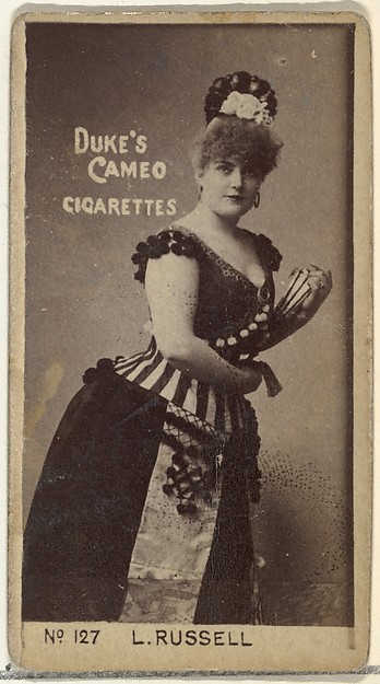 W. Duke, Sons & Co., Card Number 127, Lillian Russell, from the Actors and Actresses series (N145-4) issued by Duke Sons & Co. to promote Cameo Cigarettes