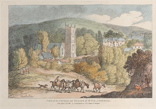 Thomas Rowlandson, View of the Church and Village of St. Cue, Cornwall
