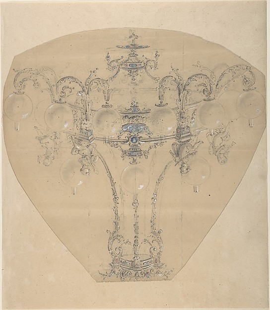 Anonymous, French, 19th century, Design for a Gas Chandelier