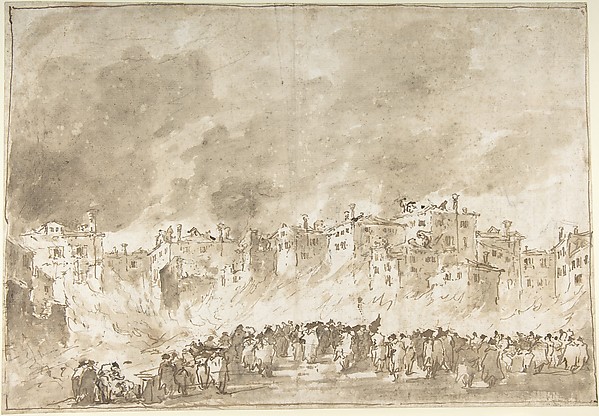 Francesco Guardi, The Fire at San Marcuola (recto); Roman Ruins (verso)