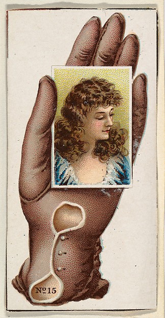 Allen & Ginter, Card Number 15, cut-out from banner advertising the Opera Gloves series (G29) for Allen & Ginter Cigarettes
