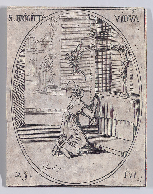 Jacques Callot, Ste. Brigitte de Suède, veuve (St. Bridget of Sweden, Widow), July 23rd, from "Les Images De Tous Les Saincts et Saintes de L'Année" (Images of All of the Saints and Religious Events of the Year)