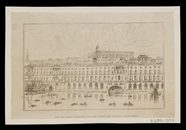 Unknown, Drury Lane Theatre on Fire from the Patent Shot Mill