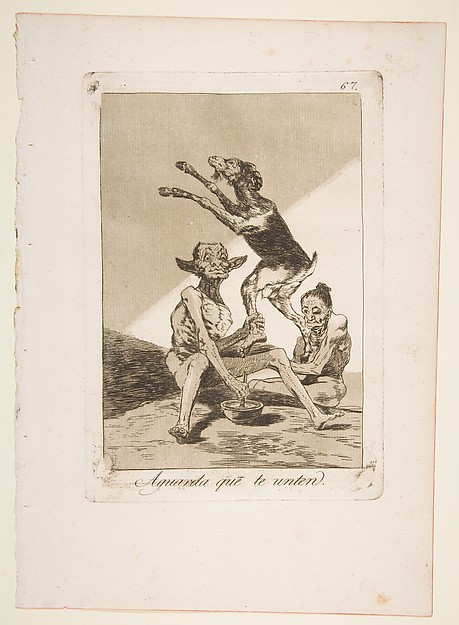 Goya (Francisco de Goya y Lucientes), Plate 67 from "Los Caprichos": Wait till you've been anointed (Aguarda que te unten)