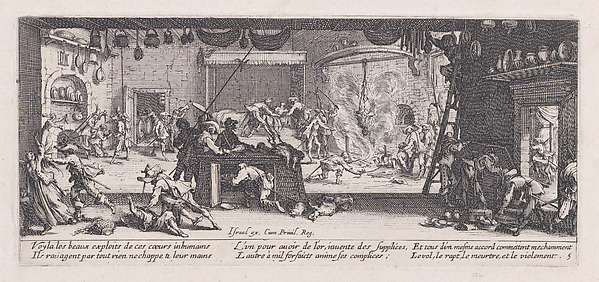 Jacques Callot, Le Pillage d'une Ferme (The Looting of a Farm), plate 5 from "Les Misères et les Mal-Heures de la Guerre" (The Miseries and Misfortunes of War)