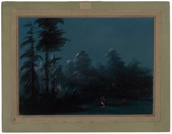 George Catlin, Spearing by Moonlight - Chaco