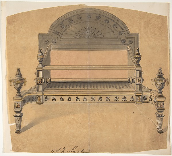 Anonymous, British, 19th century, Design for a Fireplace Grate