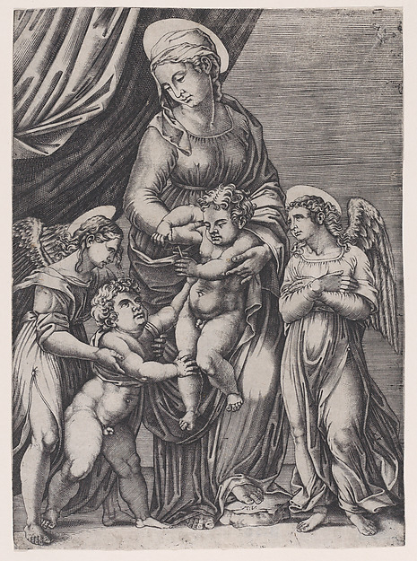 Agostino Veneziano (Agostino dei Musi), The Virgin, the Infant Christ, Infant Saint John, and Two Angels