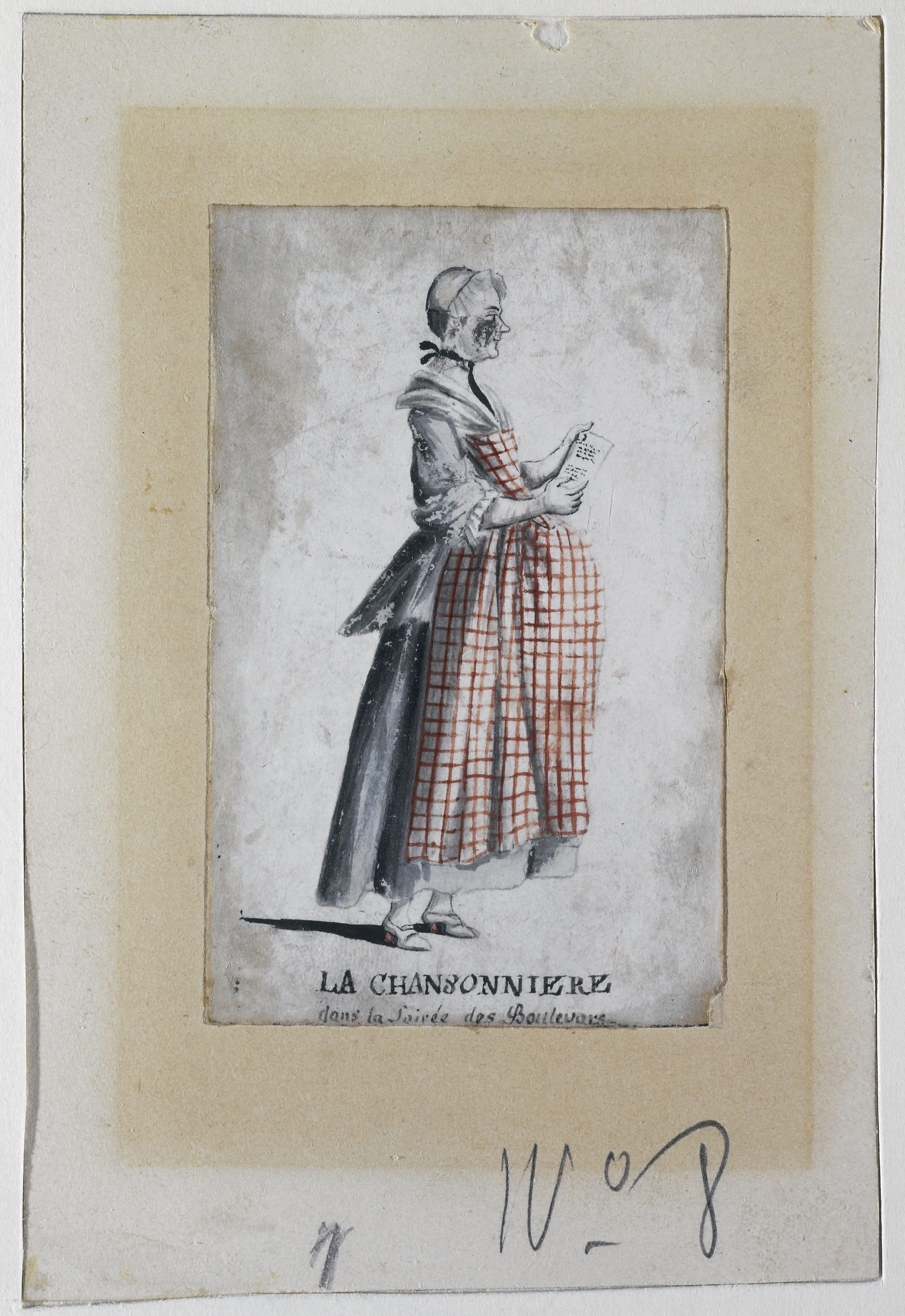 Charles Dominique Joseph Eisen, Portrait de Champrille dans le rôle de la Chansonnière dans la soirée des boulevards