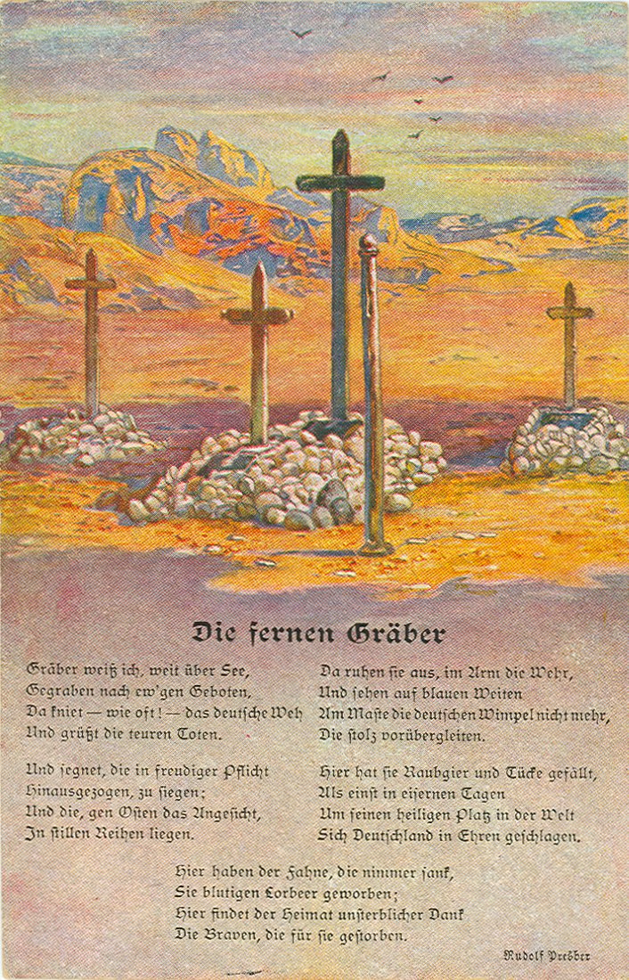 Unknown artist, Postkarte "Die fernen Gräber"