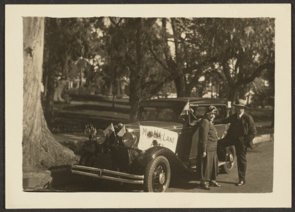 Louis Fleckenstein, [Figures at a Car with Flags]