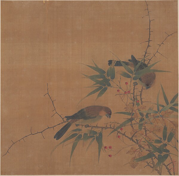 Unidentified artist, Bamboo Branch with Berries and Birds